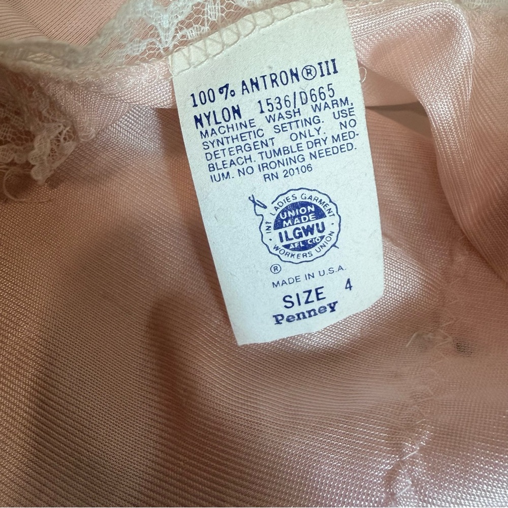 Vtg 70s Union Made Toddler Girl Size 4 Pink Ruffle Trim Tiered Coquette Dress - Picture 7 of 9